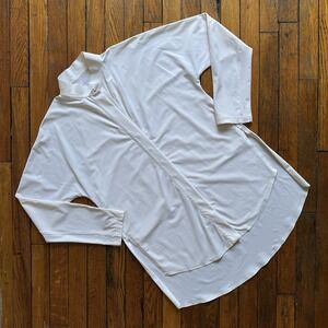 ADAY Shirt Women Small White Something Borrowed Boyfriend‎ Lagenlook Minimalist